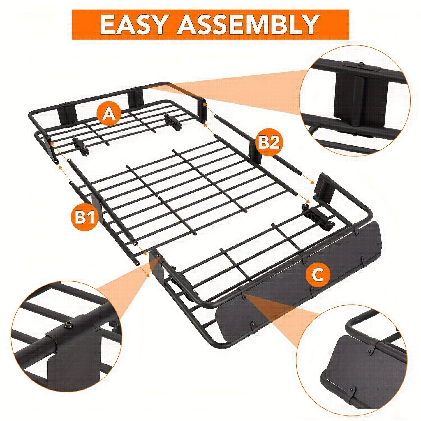 Rooftop Cargo Basket Universal Steel Roof Rack Carrier SUV