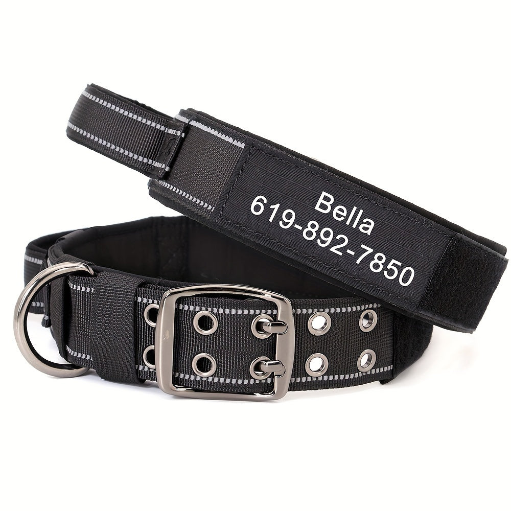 Customizable Nylon Dog Collar Engraved Name Metal Buckle