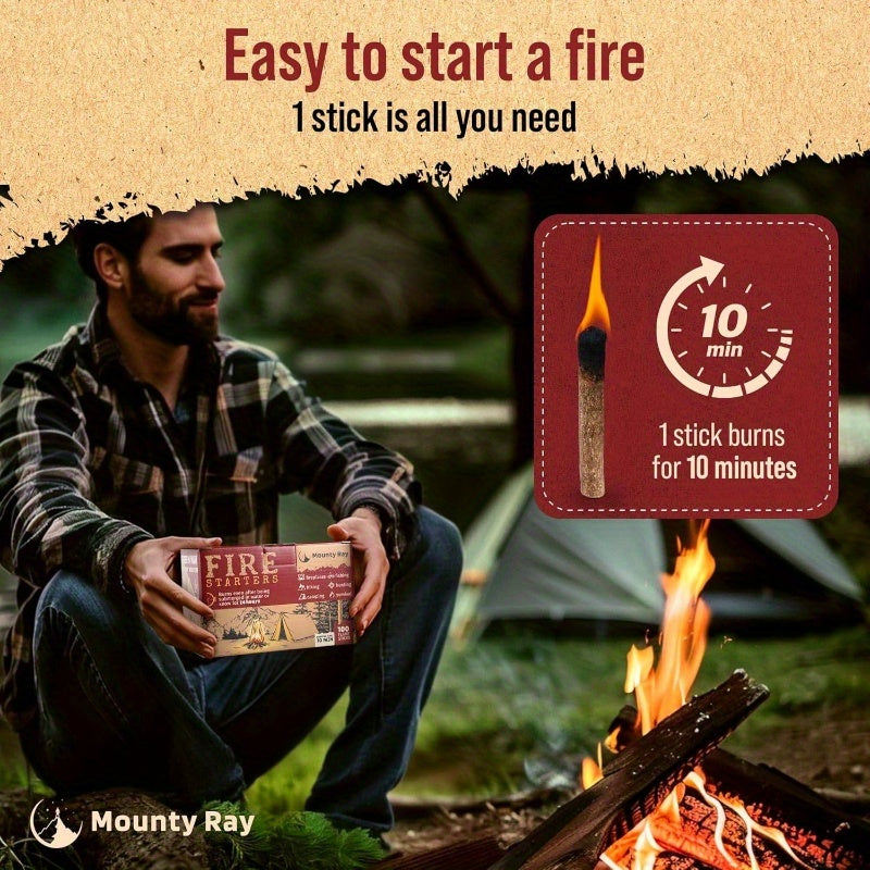 Natural Odorless Fire Starter Sticks All Weather Camping