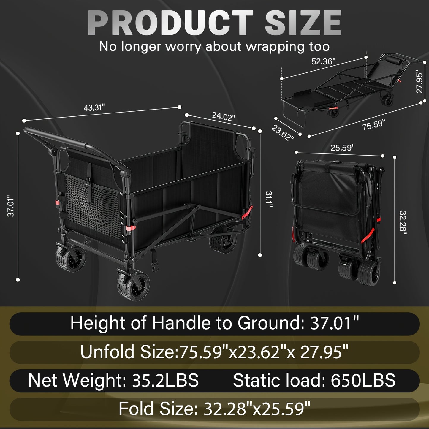Two In One Folding Wagon Beach Chair All Terrain Grocery