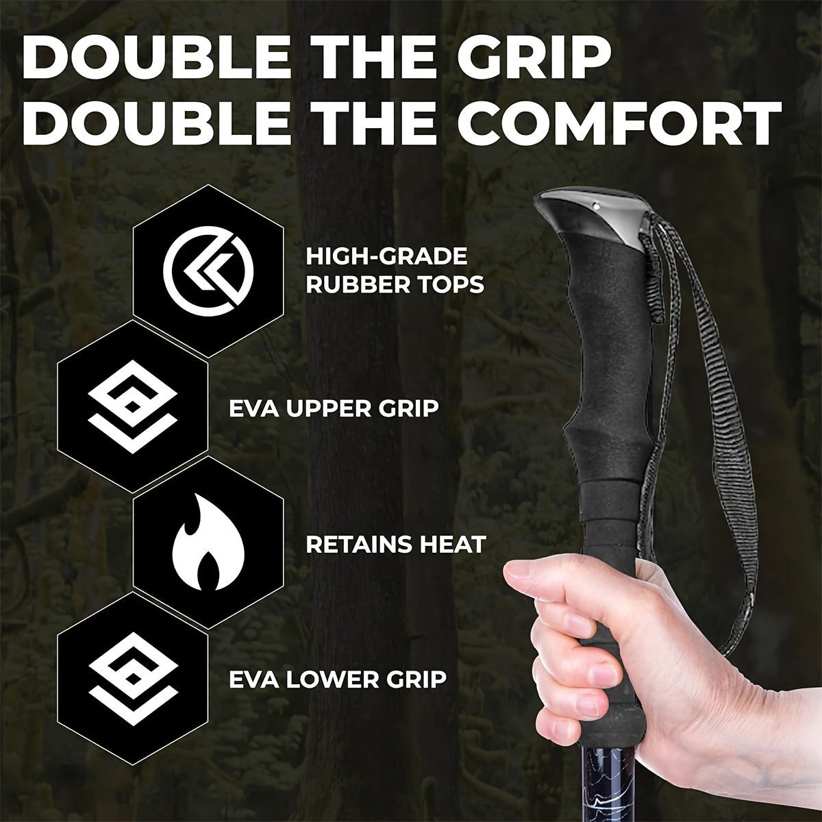Ergonomic Aluminum Trekking Poles Adjustable Shockproof