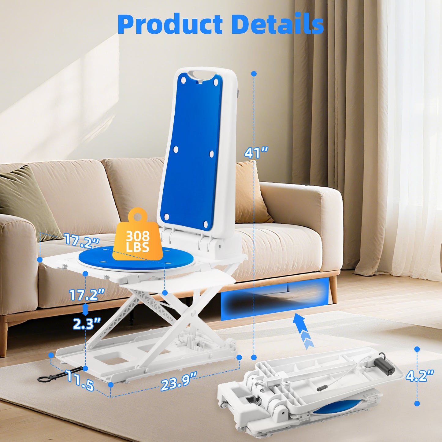 Hydraulic Transfer Chair For Elderly With 300 Lbs Capacity