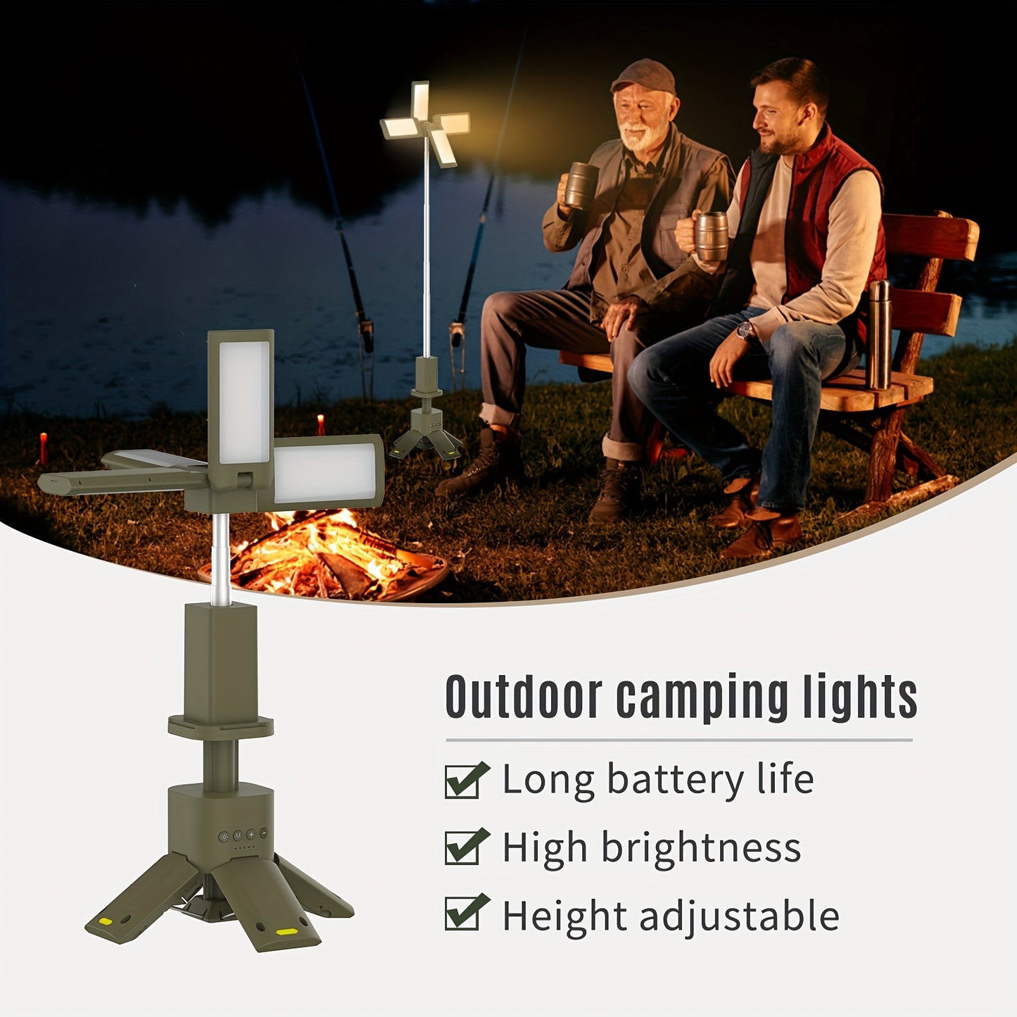 Rechargeable Camping Lantern With Portable Power Supply And Dimmable Light