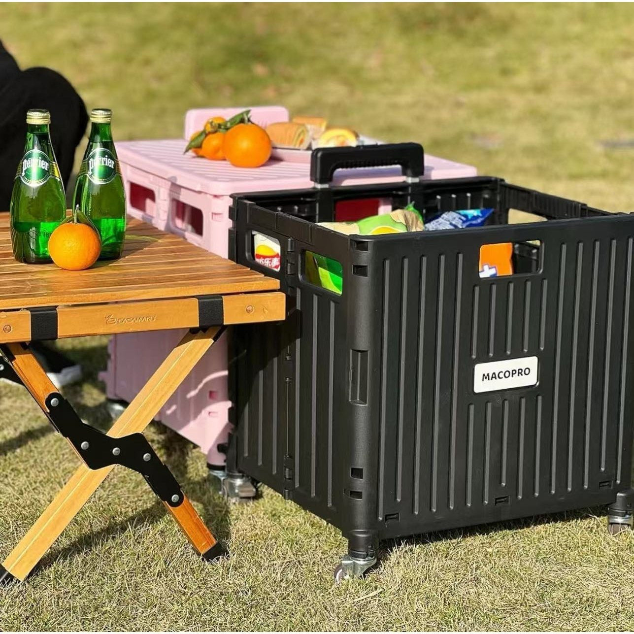Foldable Rolling Cart With Telescopic Handle And Wheels
