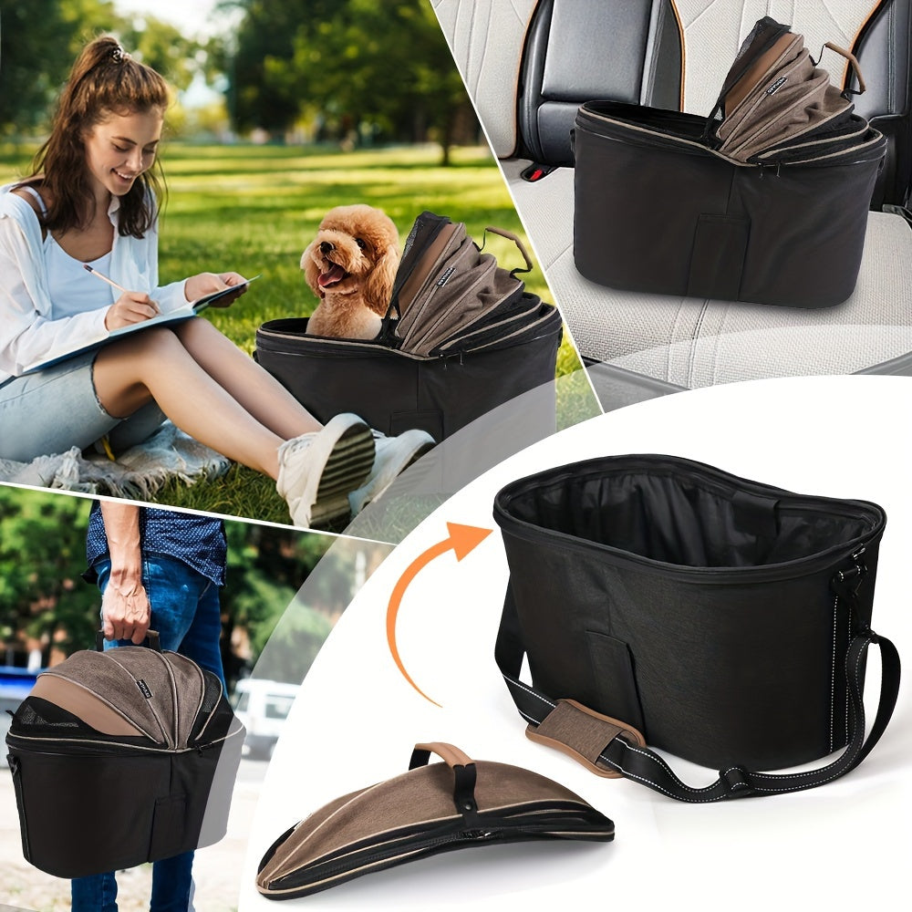 Dog Bicycle Carrier Basket With Expandable Mesh And Harness