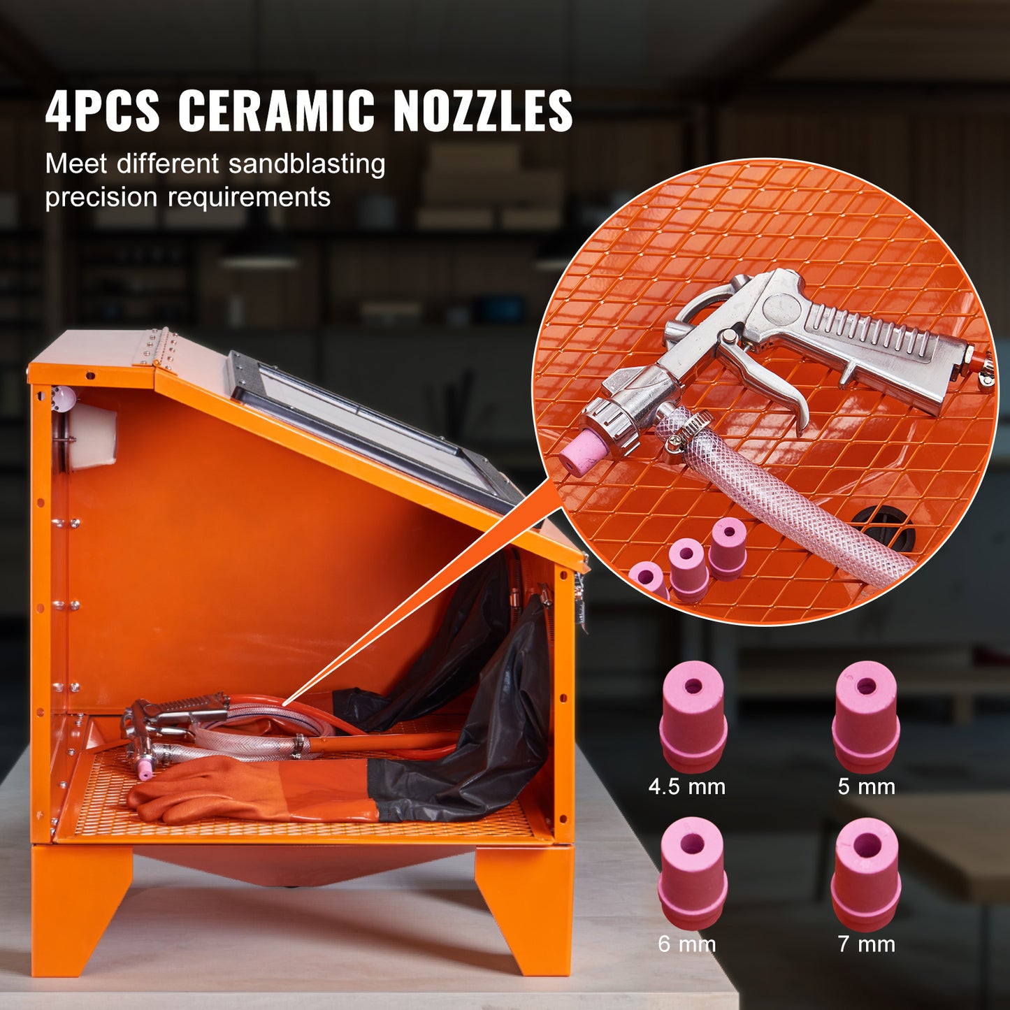 Portable Benchtop Sand Blasting Cabinet With Nozzles