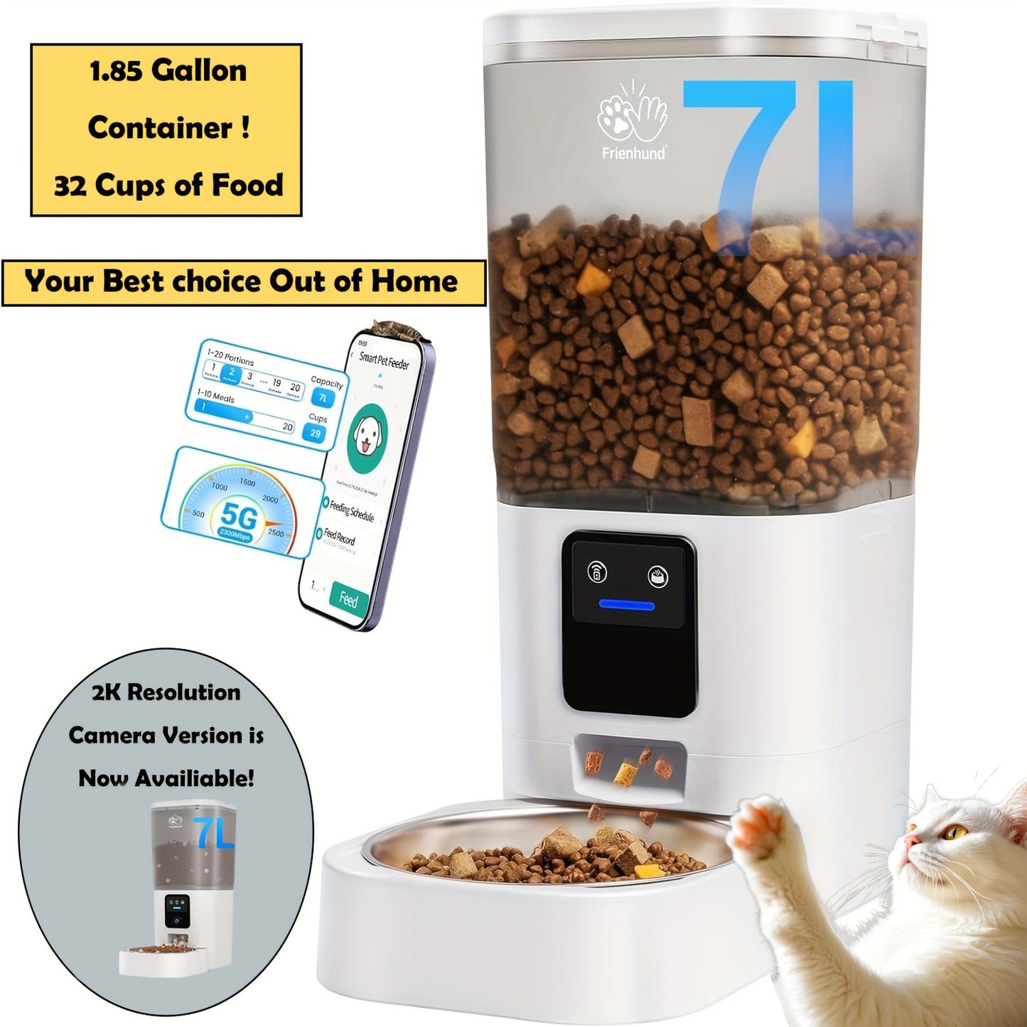 Automatic WiFi Pet Feeder for Cats and Dogs