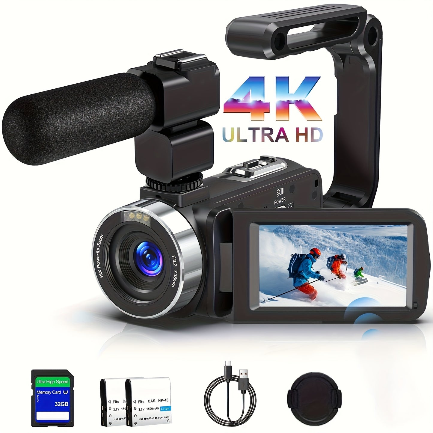 4K Ultra HD Vlogging Camcorder 18X Zoom IR Night Vision