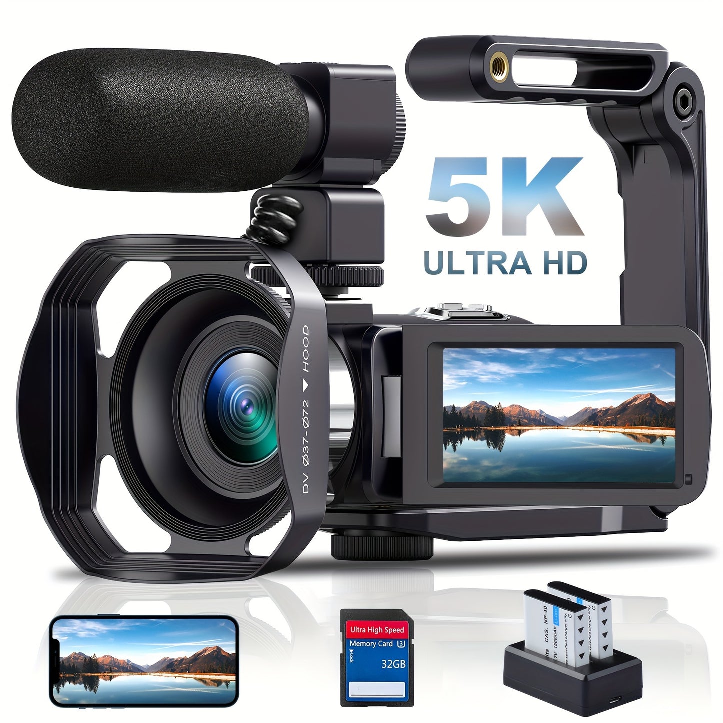 64MP Camcorder With WiFi Live Streaming IR Night Vision