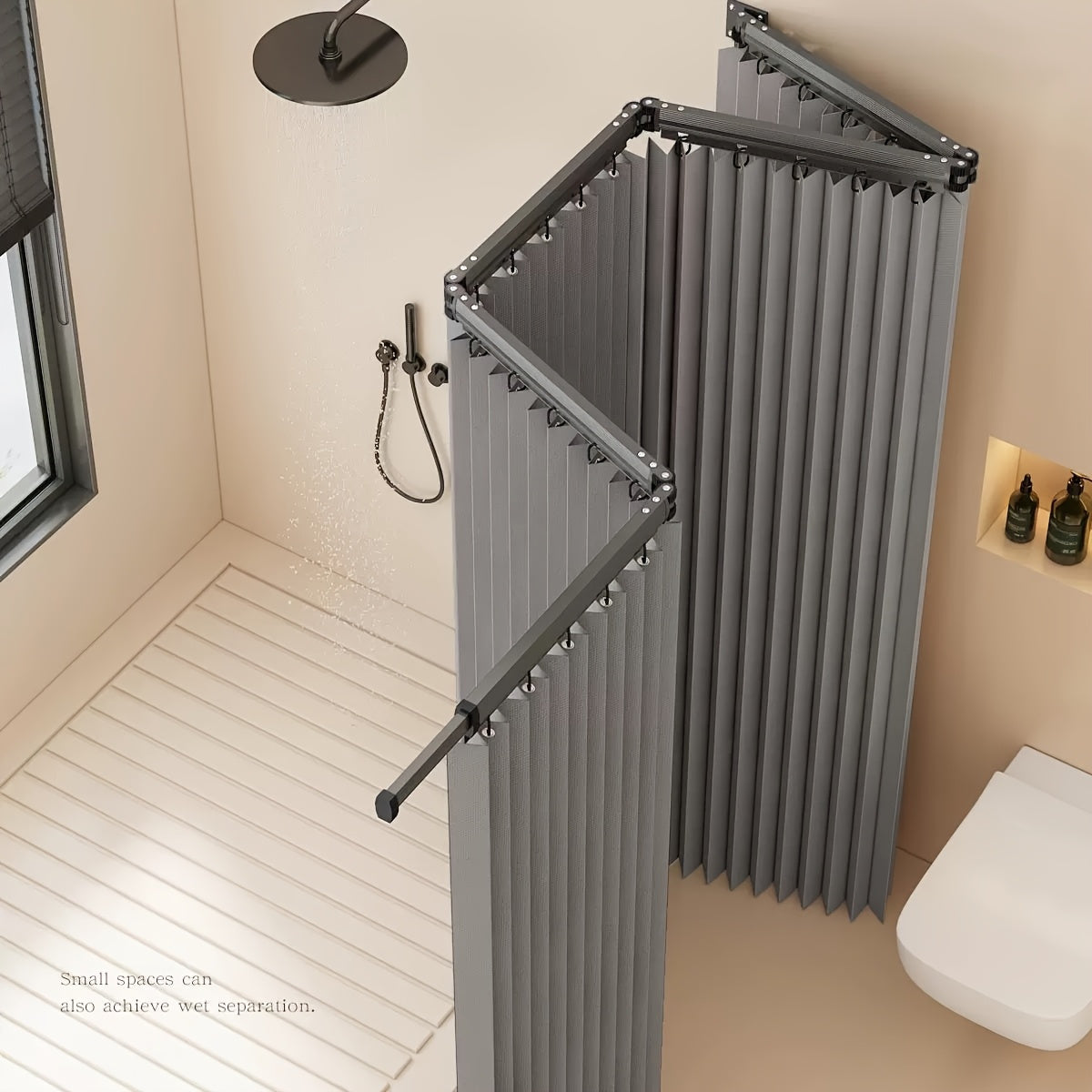 Thick Magnetic Foldable Shower Curtain with Modern Striped Design