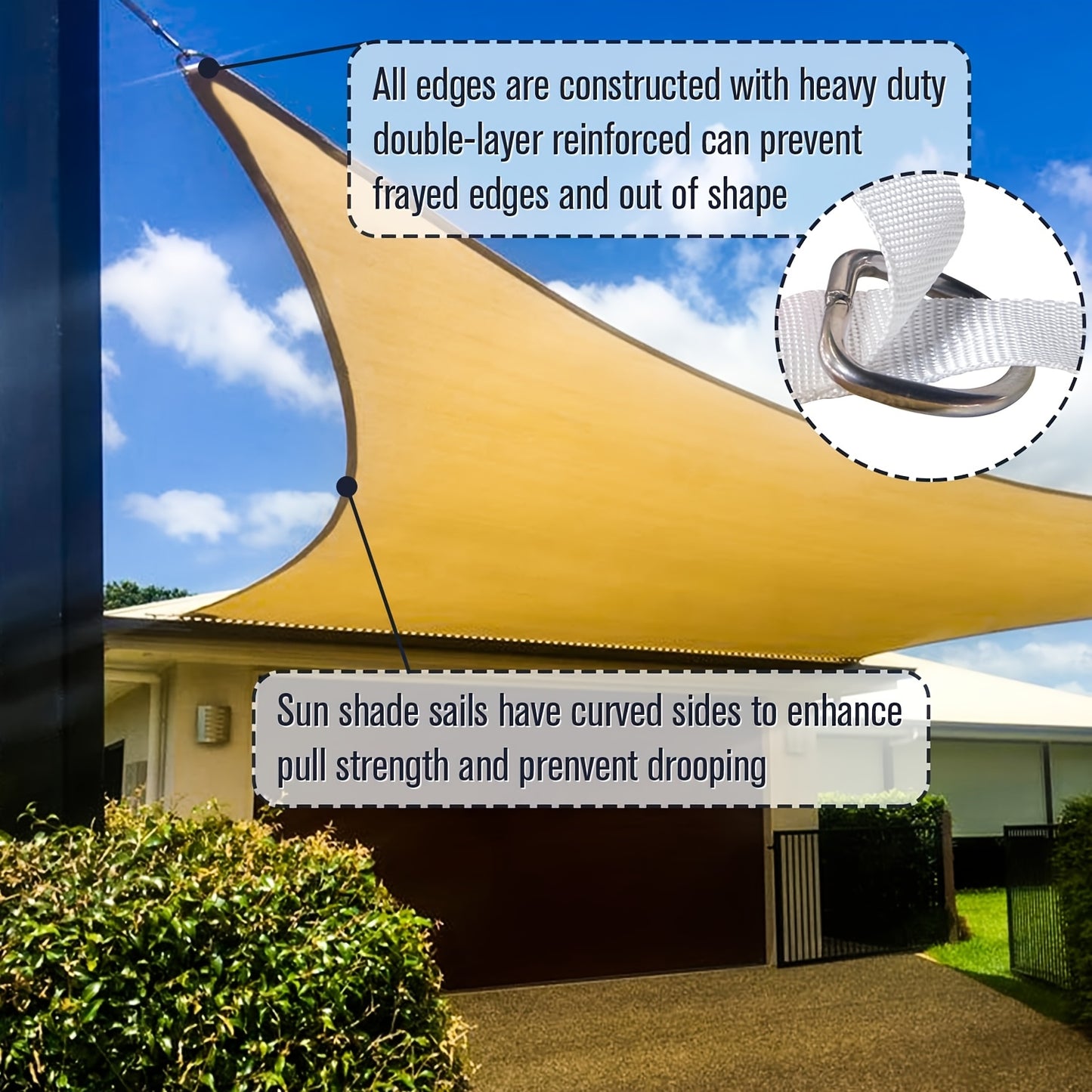 UV Block Rectangle Shade Sail by Unknown Brand for Outdoor Use