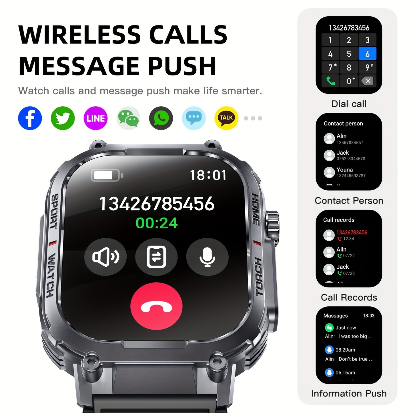 Rugged Smartwatch with Fitness Tracker for Active Lifestyles