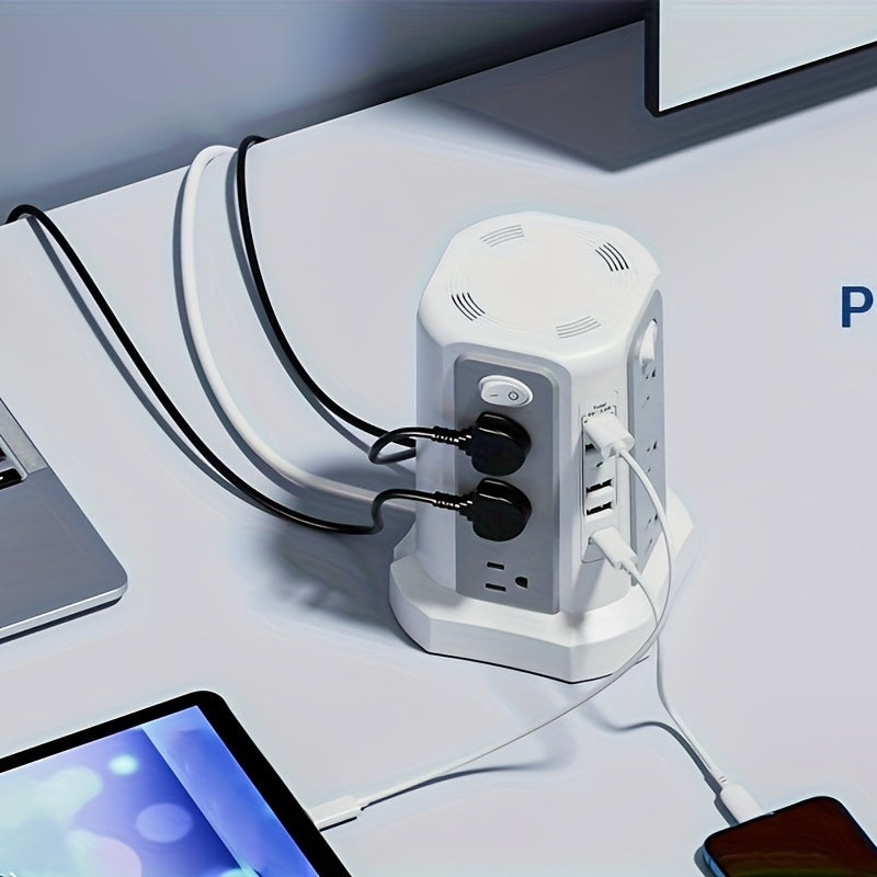 Angled 12 Outlets Power Strip Tower USB C PD Ports