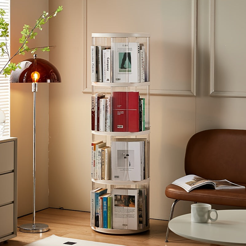 Rotating Corner Bookshelf 4 Tier Floor Standing Organizer