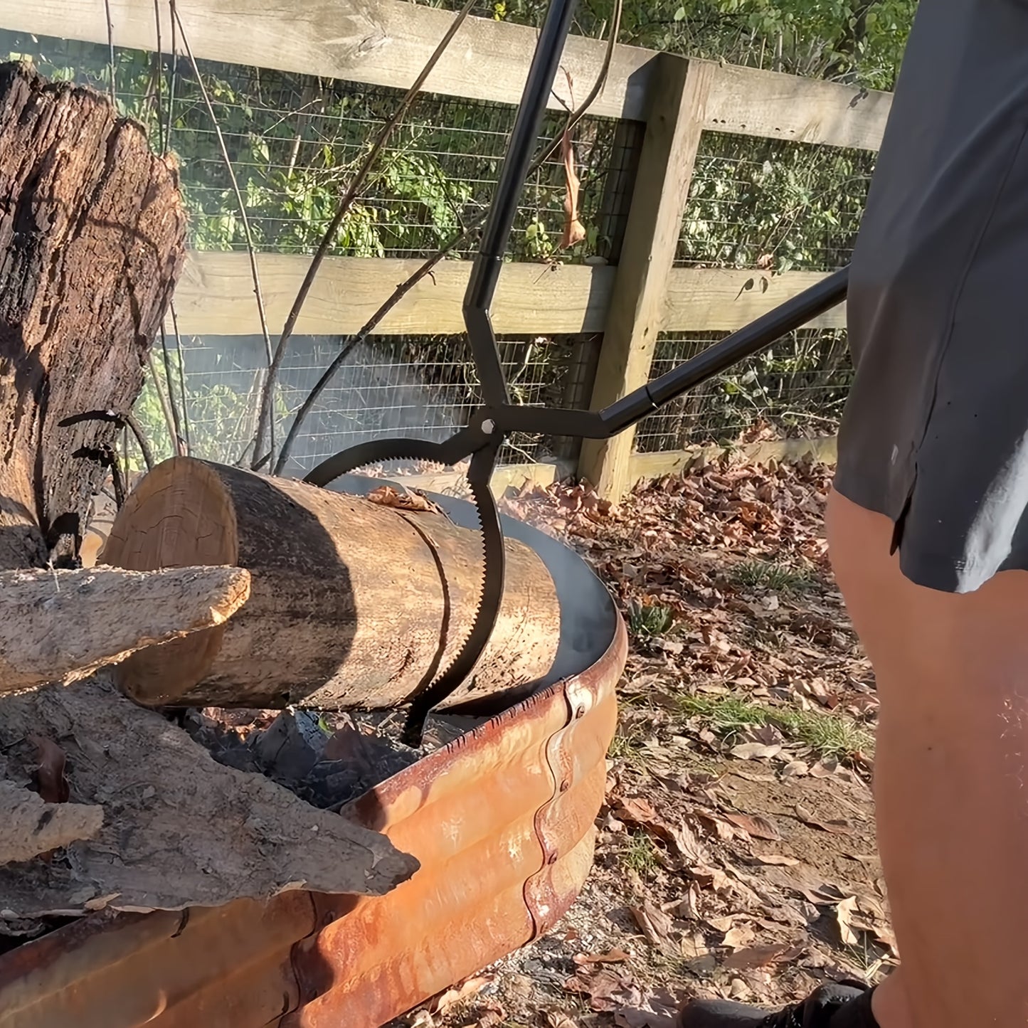 Heavy Duty Firewood Grabber Tongs for Campfire and Bonfire