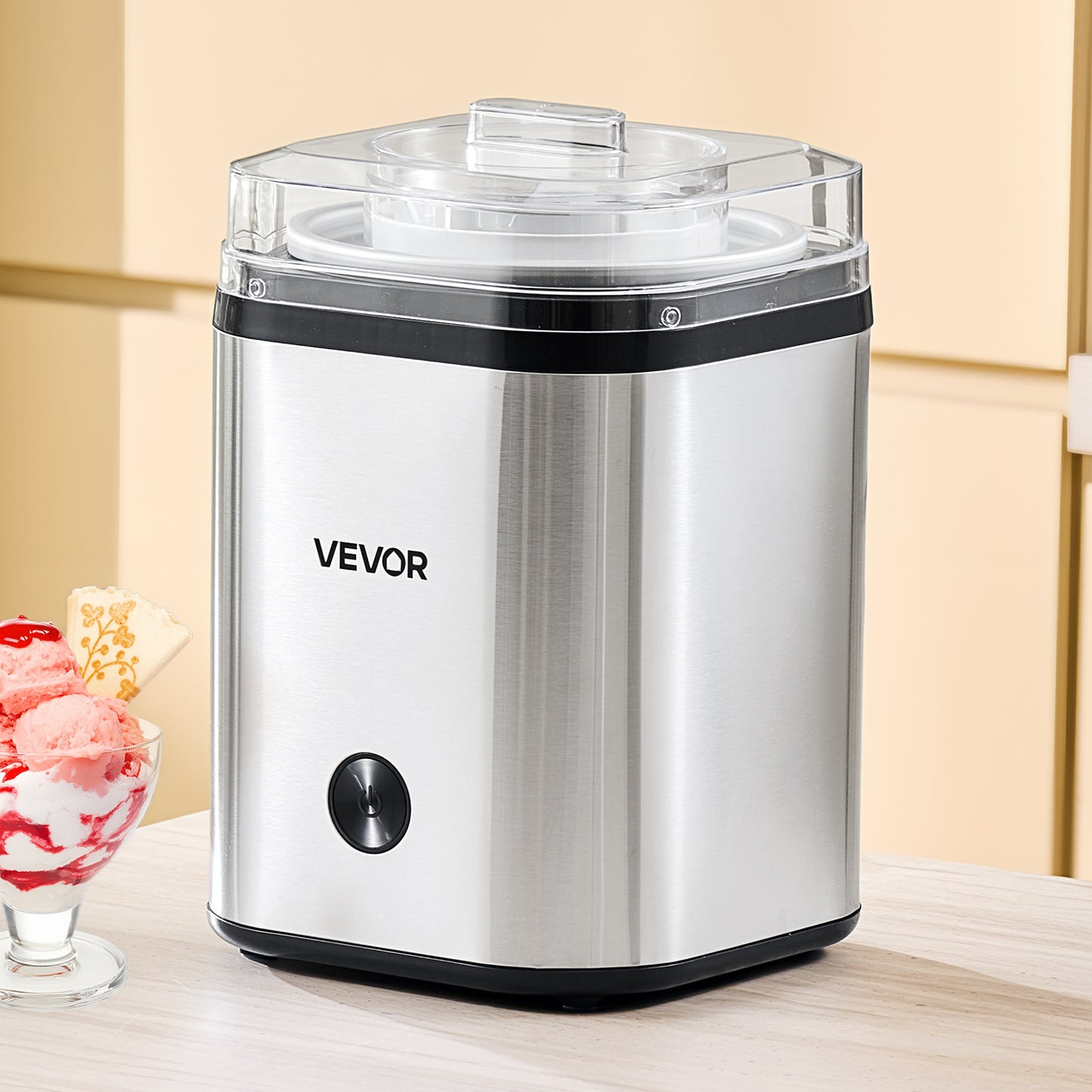 Stainless Steel Automatic Ice Cream Maker Countertop