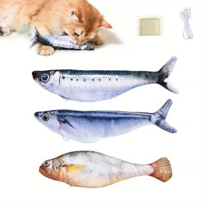 3 Pack Realistic Flopping Fish Cat Toys USB Rechargeable