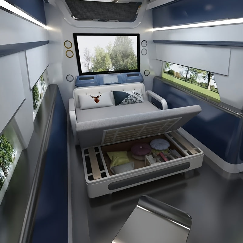 Minimalist Stretchable Sofa Bed with Built-In Storage for Small Spaces