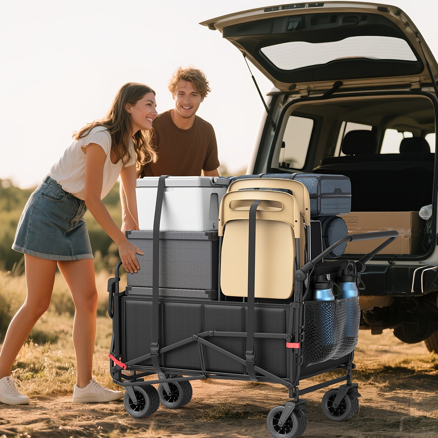 Two In One Folding Wagon Beach Chair All Terrain Grocery