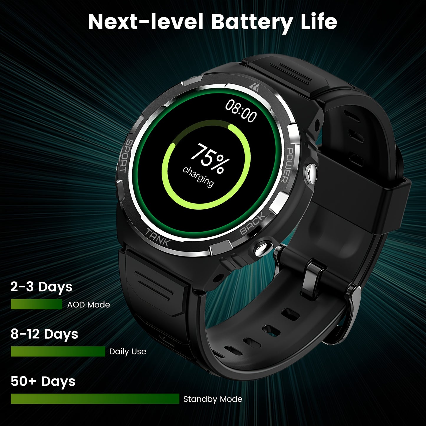 KOSPET Tank S1 Smart Watch for Men and Women with AMOLED Display