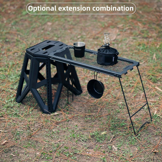 Folding Camping Table with Multi-Functional Storage and Hanging Features