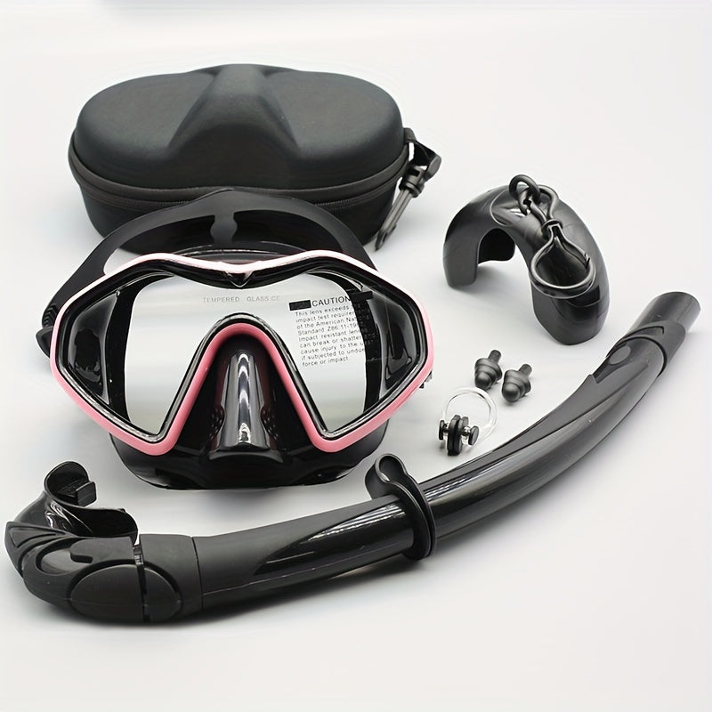 Anti Fog Waterproof Adult Snorkel Set Large View Glass Mask