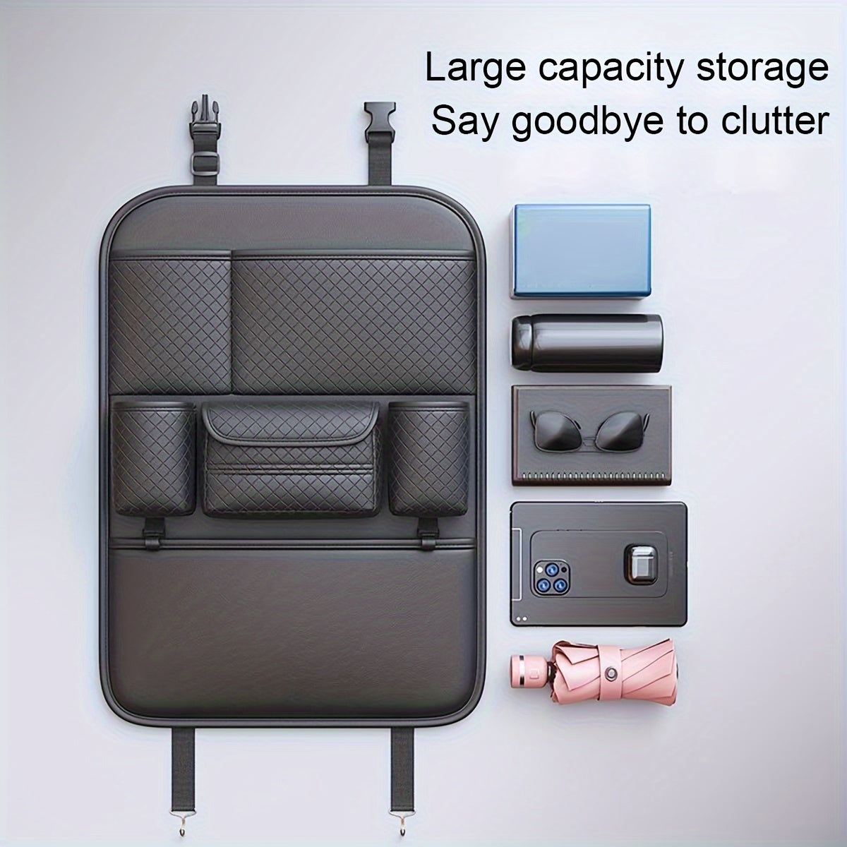 PU Leather Large Capacity Backrest Storage Bag Car Seat Organizer