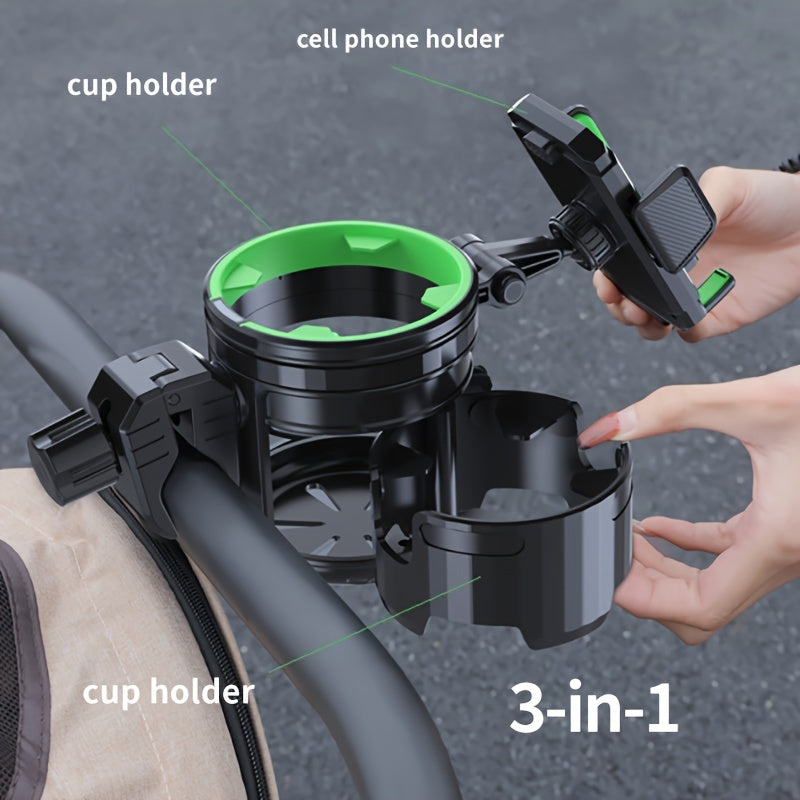 Three In One Stroller Cup Holder With Phone Mount ABS