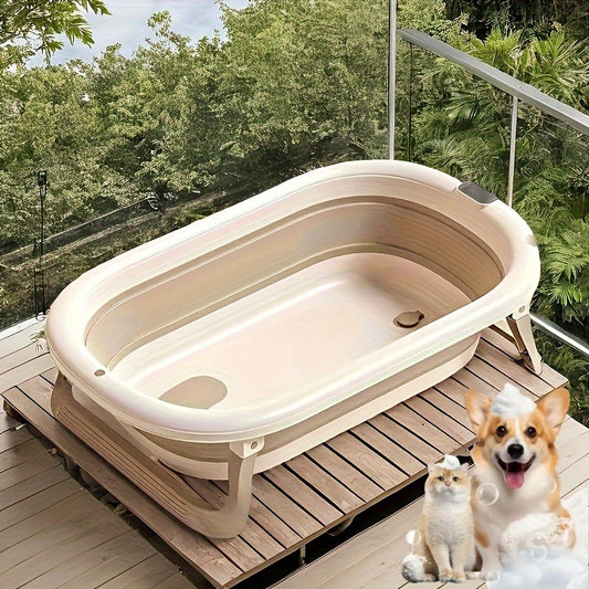 Foldable Pet Bathtub for Dogs and Cats - Space Saving Design