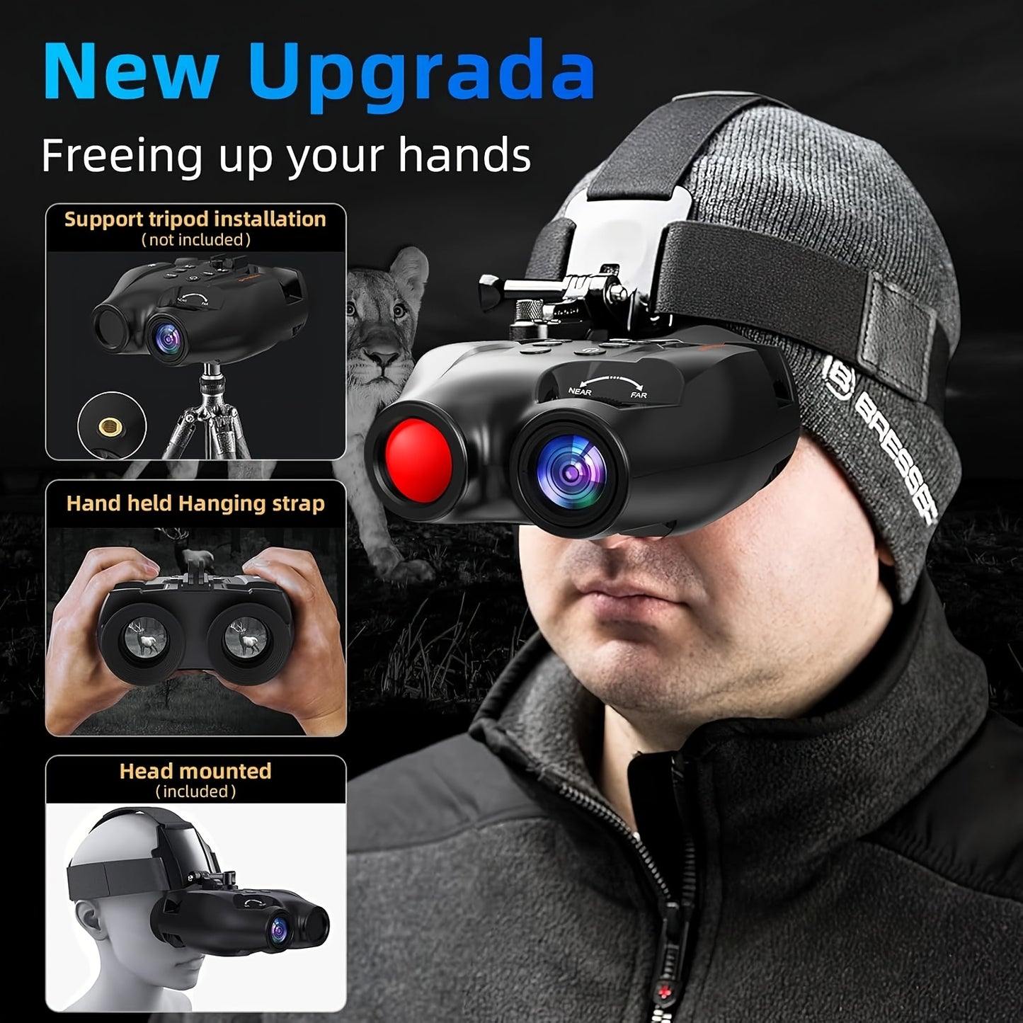 Night Vision Binoculars Head Mounted Infrared HD Display