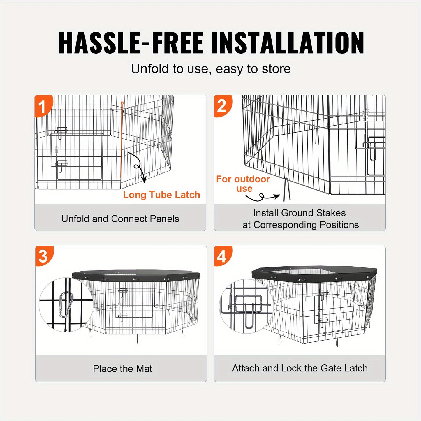 Happybuy Foldable Dog Playpen with Top Cover for Pets