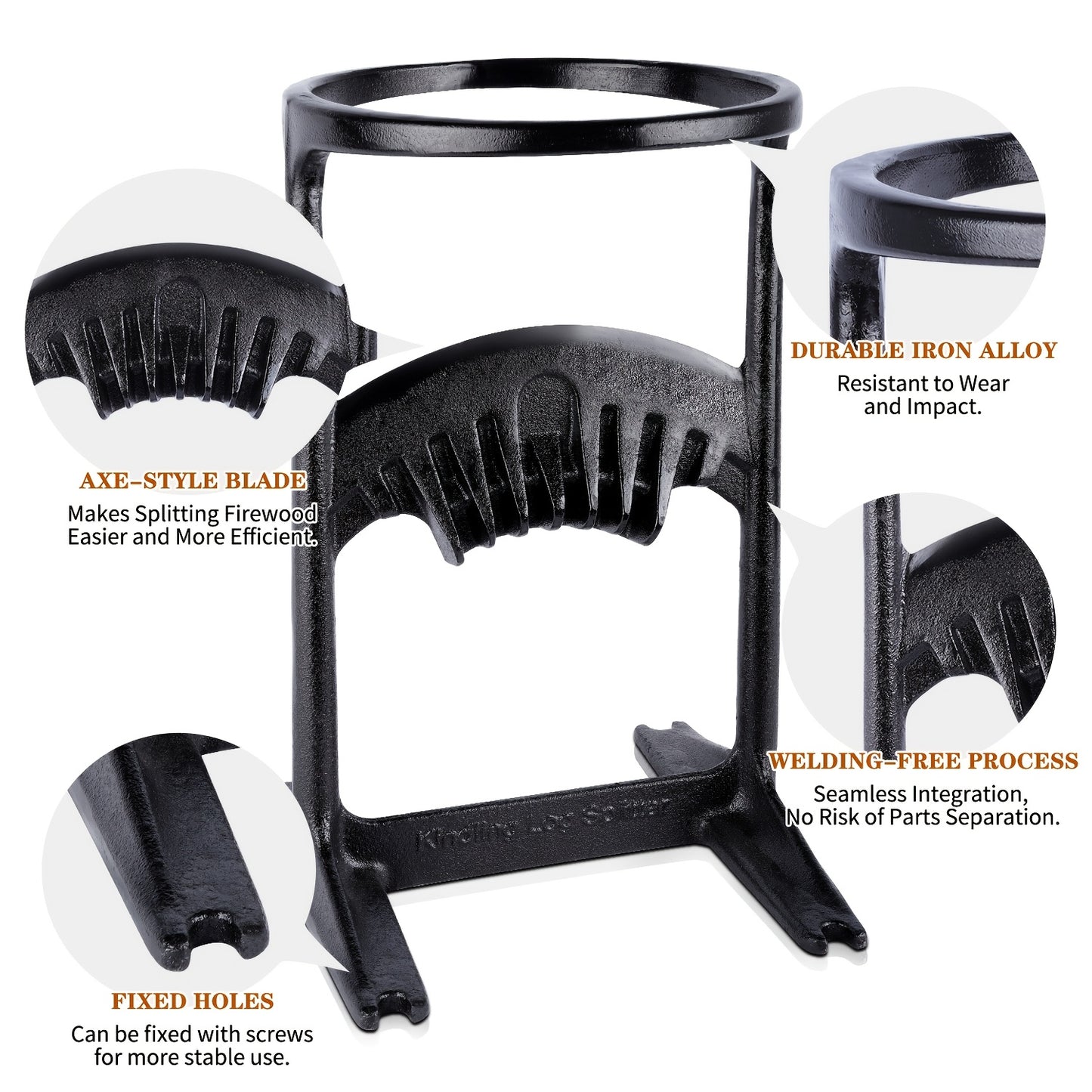 Heavy Duty Cast Iron Kindling Log Splitter for Easy Firewood Preparation