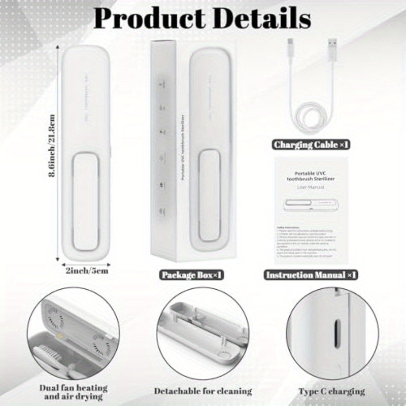 Sanitizing Toothbrush Holder With Fast Drying Travel Case