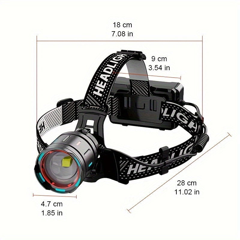 High Brightness LED Headlamp 5000 Lumen Rechargeable 3 Modes