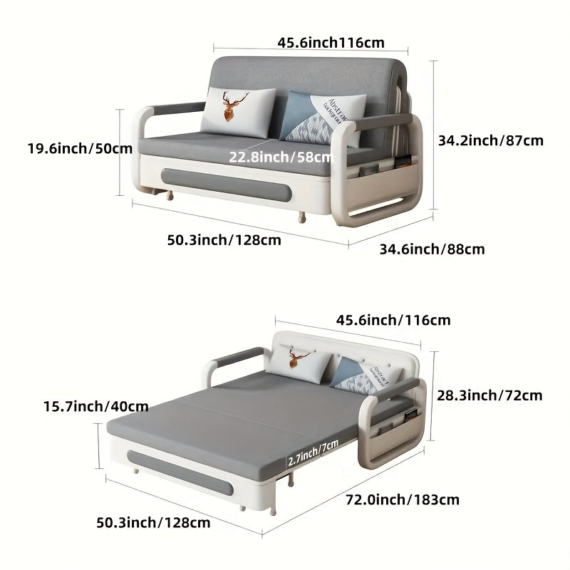 Minimalist Stretchable Sofa Bed with Built-In Storage for Small Spaces