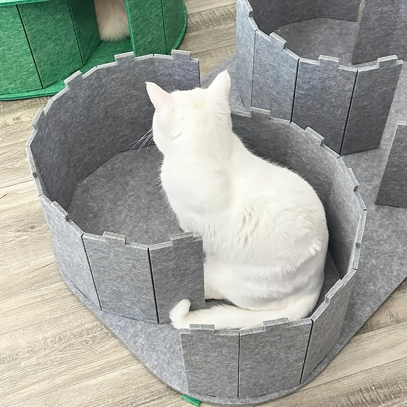 Felt Pet Nest Tunnel Bed with Scratching Board and Toy