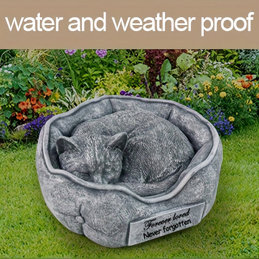 Pet Cat Memorial Tombstone Garden Stone Sculpture Indoor