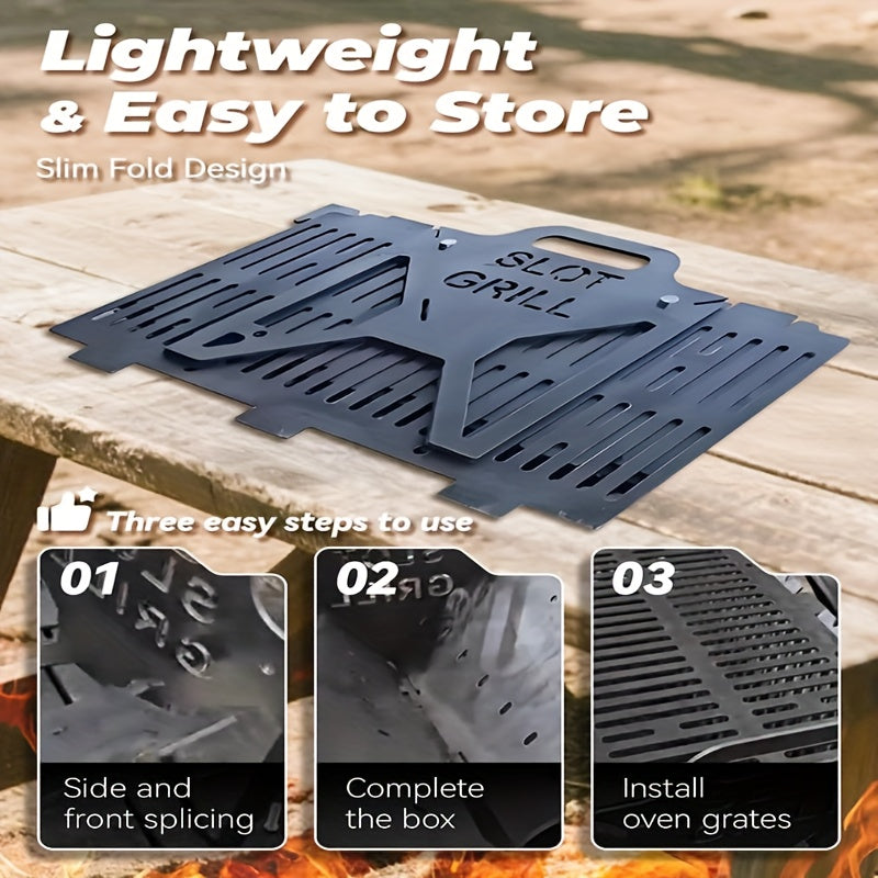 Portable Foldable Grill With Non Slip Skewers For Camping