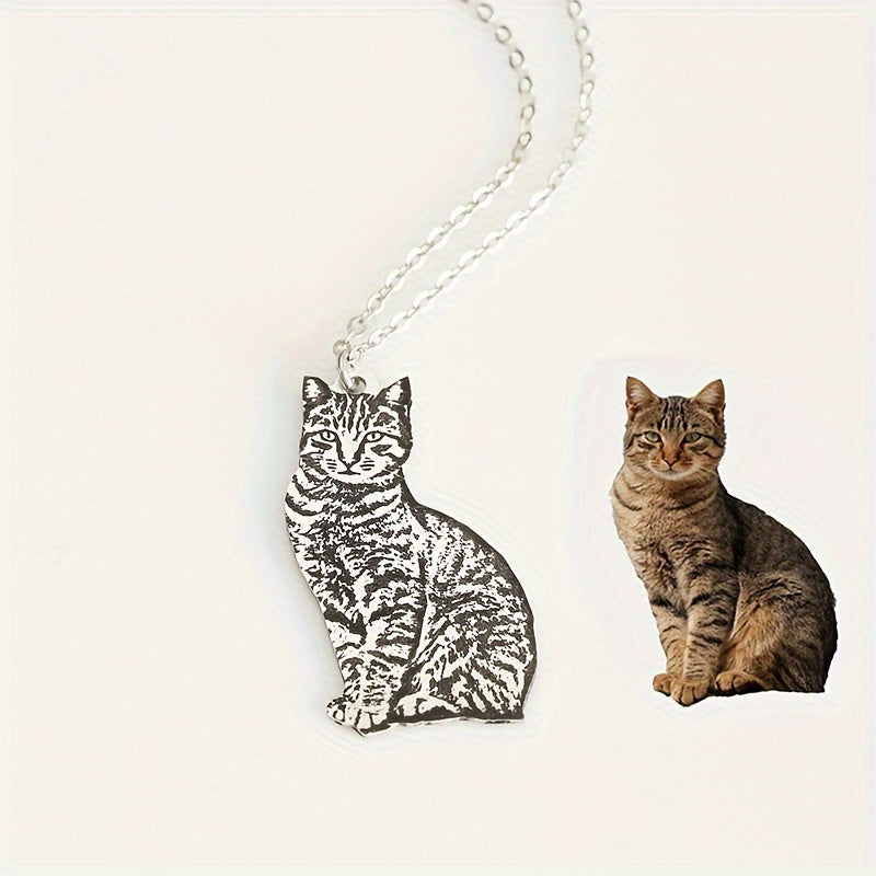 HDYV5AA Custom Engraved Pet Photo Necklace Stainless Steel