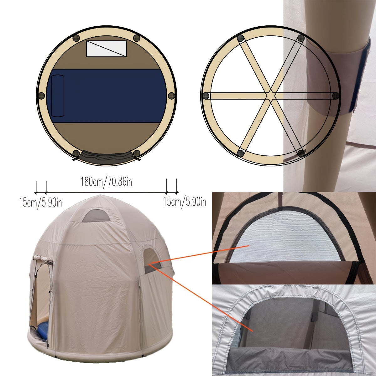 ShanYue 2 Person Inflatable Tent With Rainfly Easy Setup