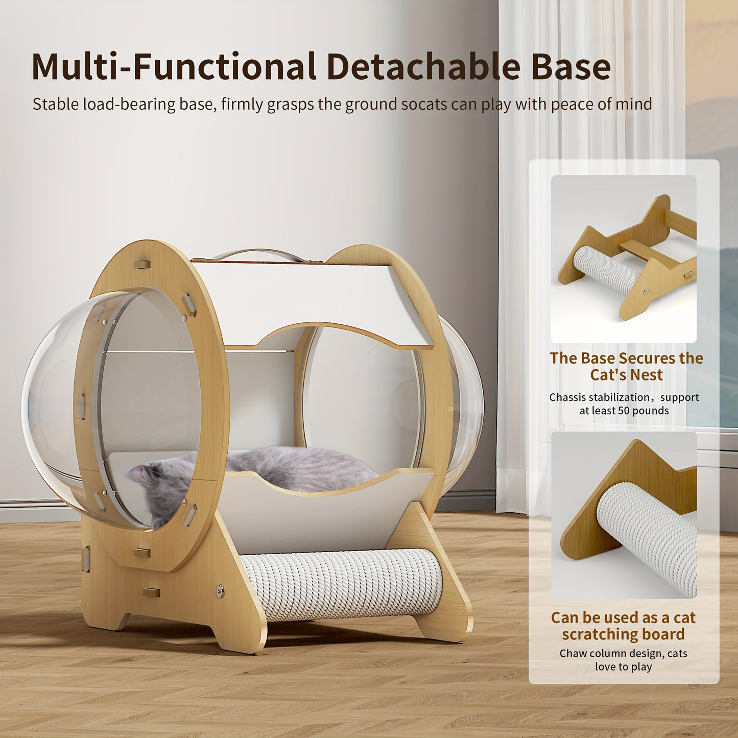 4-in-1 Wooden Cat House for Modern Indoor and Outdoor Use