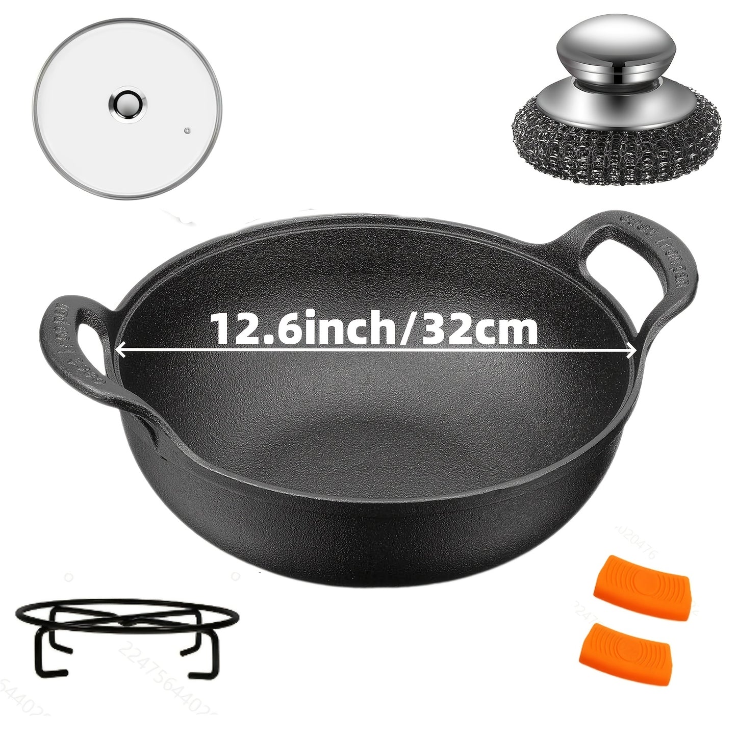 Cast Iron Skillets Set with Dutch Oven and Griddles Cookware