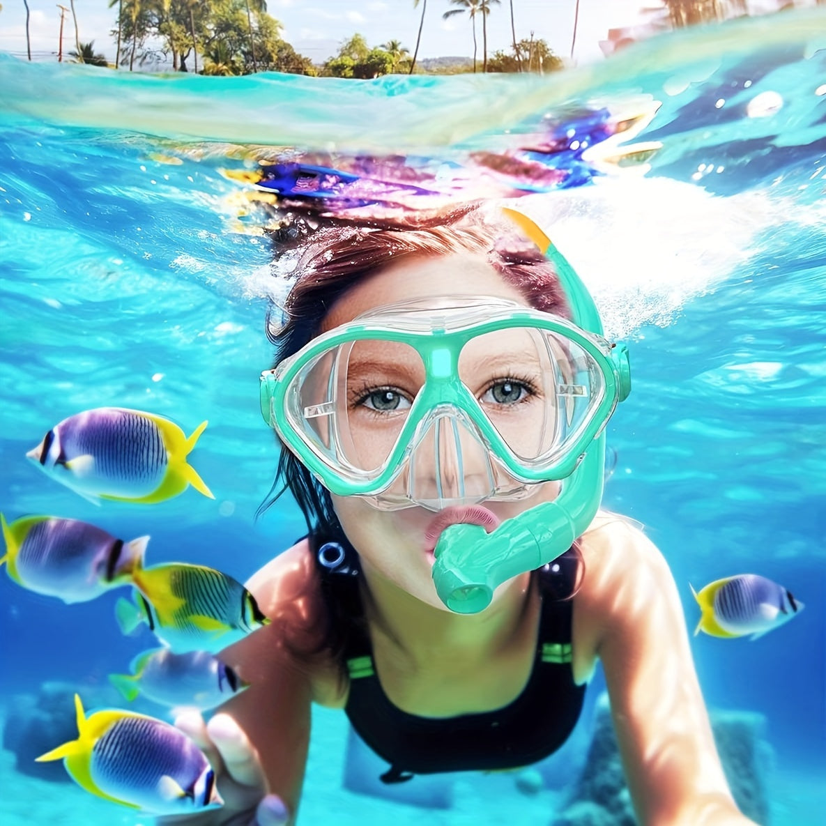 Kids Mask And Snorkel Set Anti Fog Dry Top Snorkeling Gear