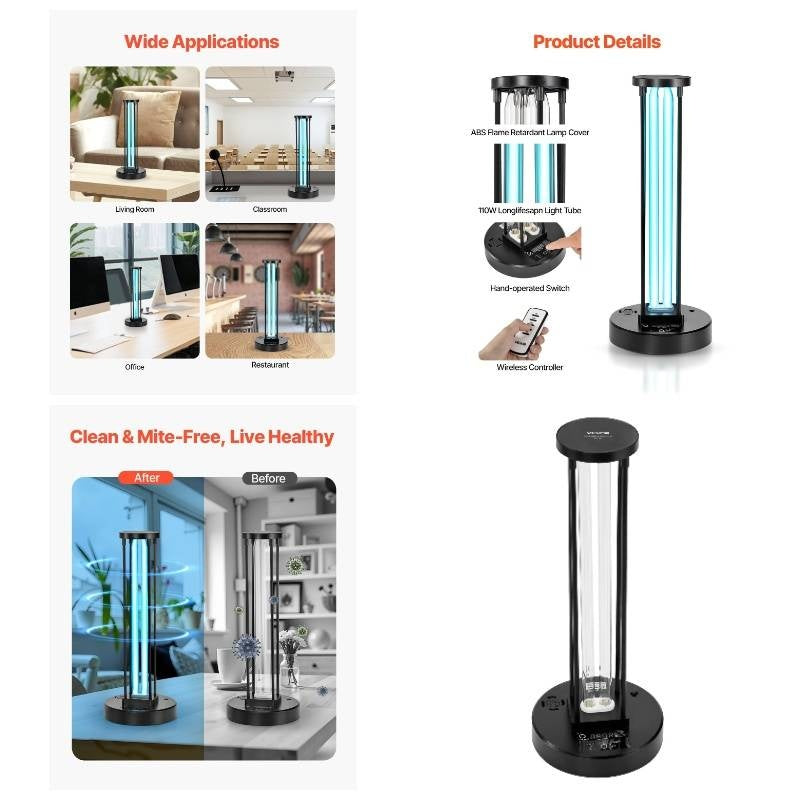 Portable UV C Disinfection Lamp Ozone Generator Timer