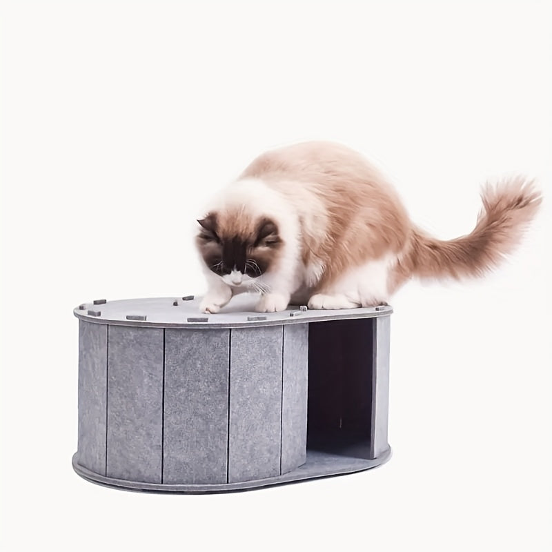 Felt Pet Nest Tunnel Bed with Scratching Board and Toy
