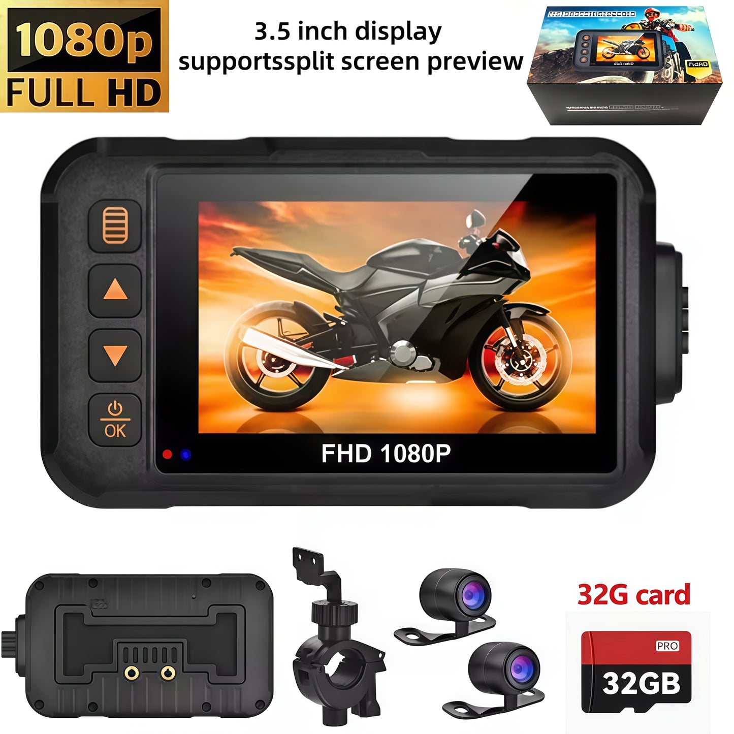 Front And Rear Car Dash Camera 1080P Wide Angle Recording