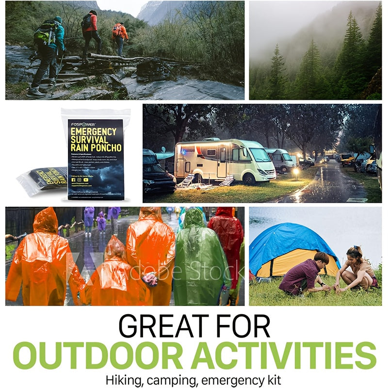 Emergency Rain Ponchos Set for Outdoor Adventures and Camping