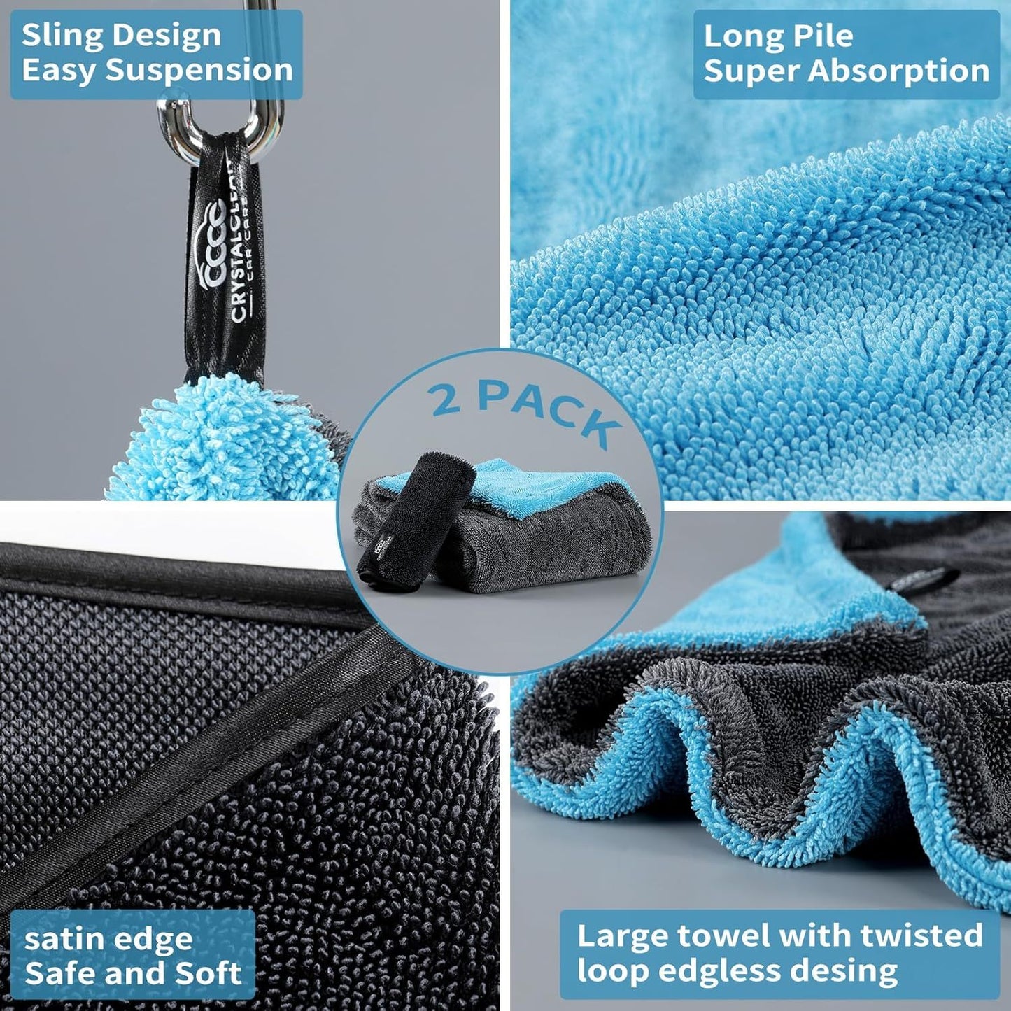 Double Twisted Loop Quick Drying Car Towel For Detailing