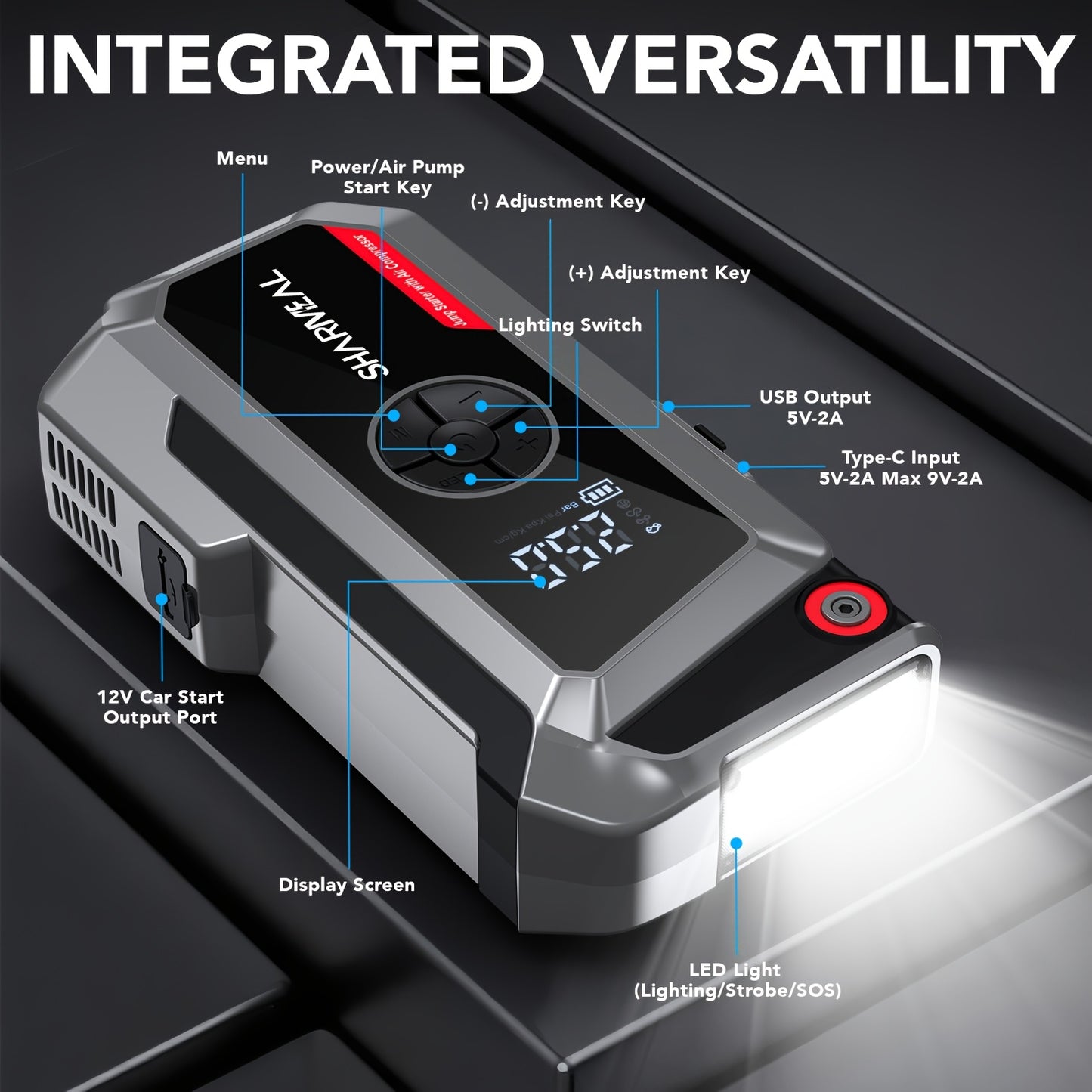 10000A Car Jump Starter With Air Compressor And Power Pack
