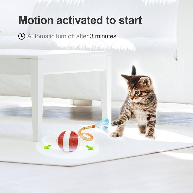 Third Gen Motion Activated Cat Toy Ball With Elastic Tail